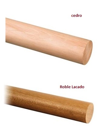 Pasamanos de madera redondo con abrazadera inoxidable